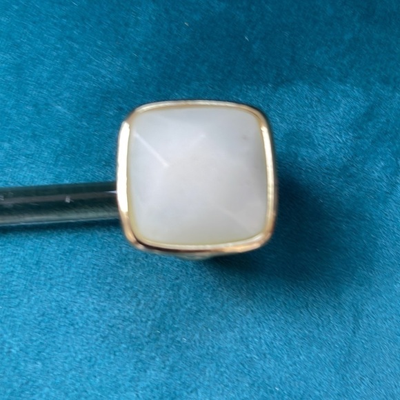 Adjustable Statement Ring Costume Jewelry Gold with 1” Square Gemstone - Picture 2 of 6